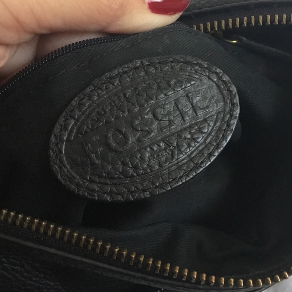 Fossil Black Leather Multi Pocket Crossbody Bag - Picture 12 of 12